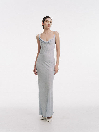 maxi Butter dress shiny azul