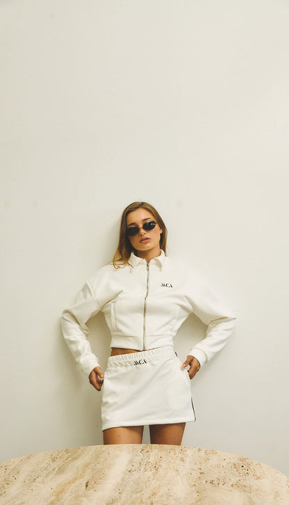 Cotton jacket mini skirt