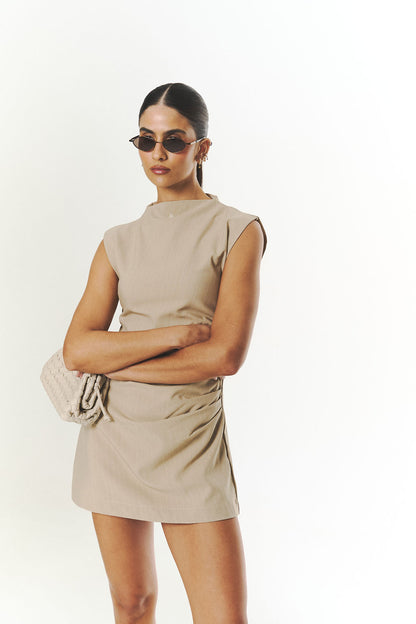 Lines mini dress Beige